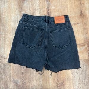 Princess Polly Black High-Rise Raw Hem Denim Shorts